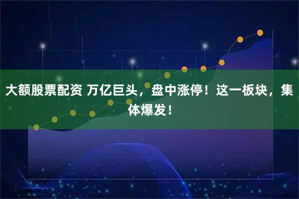 大额股票配资 万亿巨头，盘中涨停！这一板块，集体爆发！